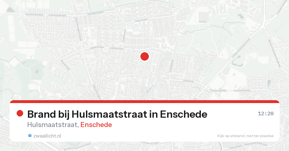Brand bij Hulsmaatstraat in Enschede — 24 aug 2026