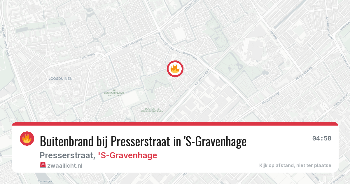 Buitenbrand bij Presserstraat in 'S-Gravenhage — 17 jul 2026