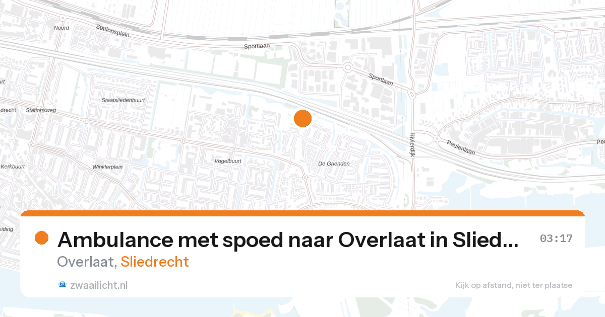 Ambulance met spoed naar Overlaat in Sliedrecht — 15 mei 2026