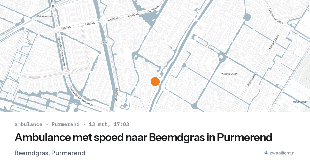 Ambulance met spoed naar Beemdgras in Purmerend — 13 mrt 2026