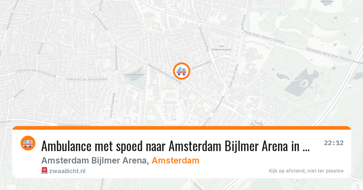 Ambulance met spoed naar Amsterdam Bijlmer Arena in Amsterdam — 14 aug 2026