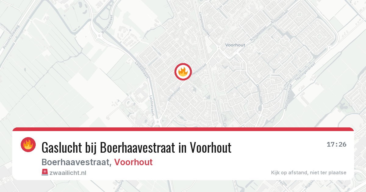 Gaslucht bij Boerhaavestraat in Voorhout — 15 mei 2026