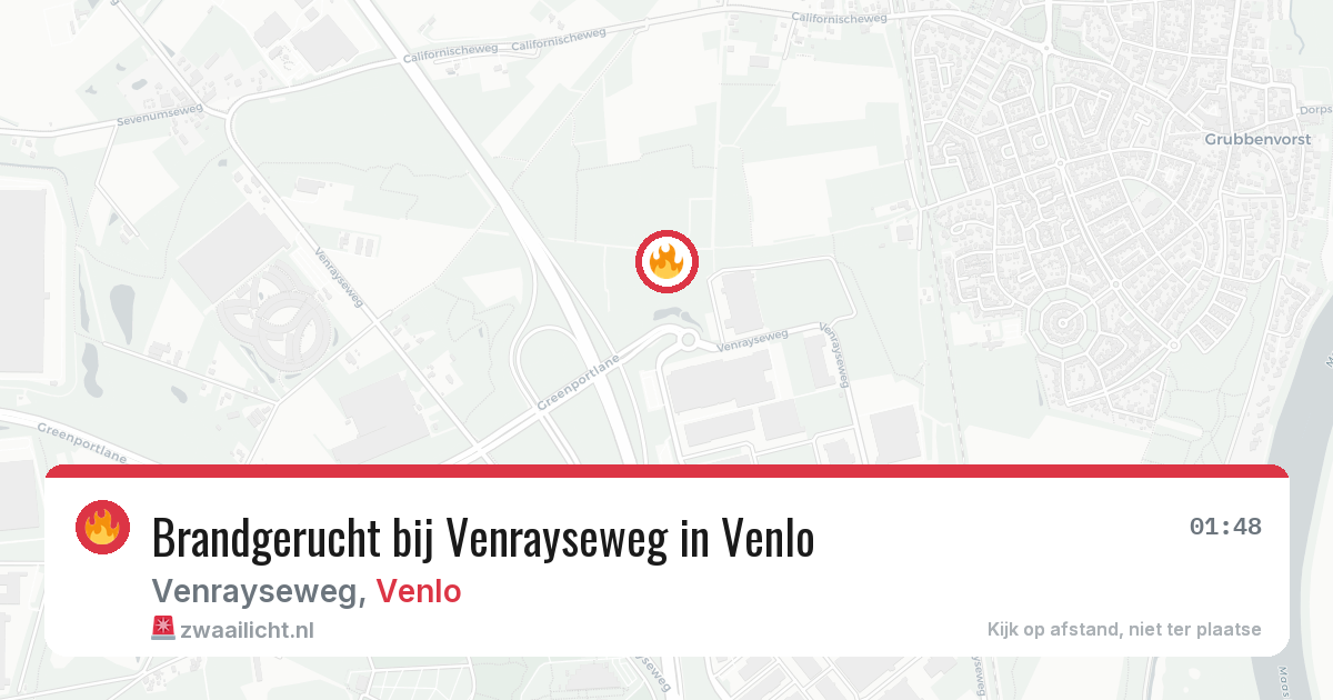 Brandgerucht bij Venrayseweg in Venlo — 18 jul 2026