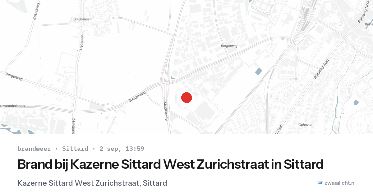 Brand bij Kazerne Sittard West Zurichstraat in Sittard — 2 sep 2026