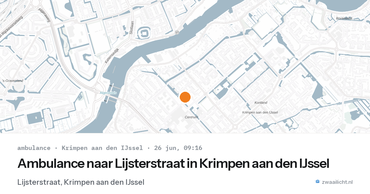 Ambulance naar Lijsterstraat in Krimpen aan den IJssel — 26 jun 2026