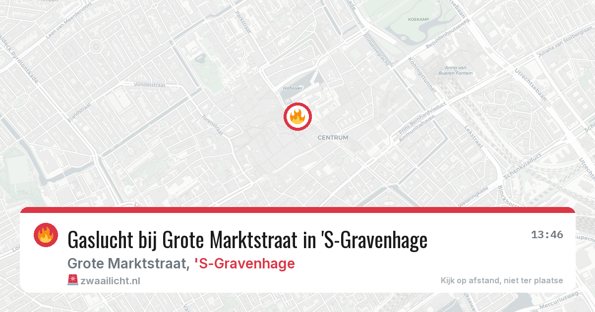Gaslucht bij Grote Marktstraat in 'S-Gravenhage — 10 jul 2026