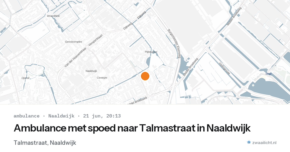 Ambulance met spoed naar Talmastraat in Naaldwijk — 21 jun 2026