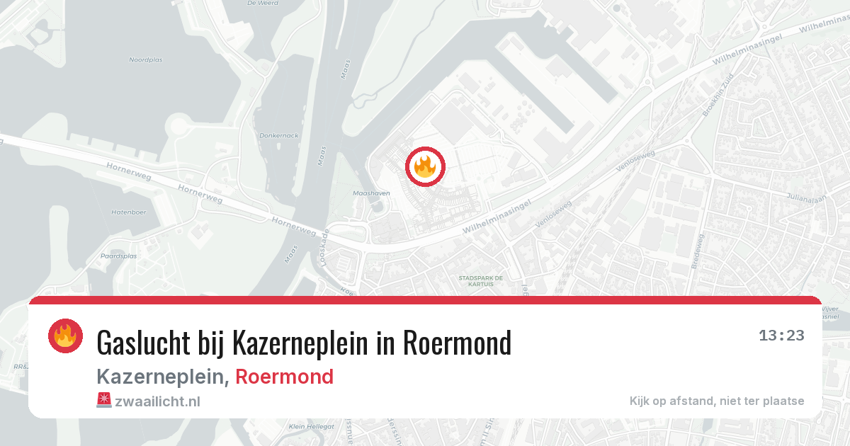 Gaslucht bij Kazerneplein in Roermond — 23 mrt 2026