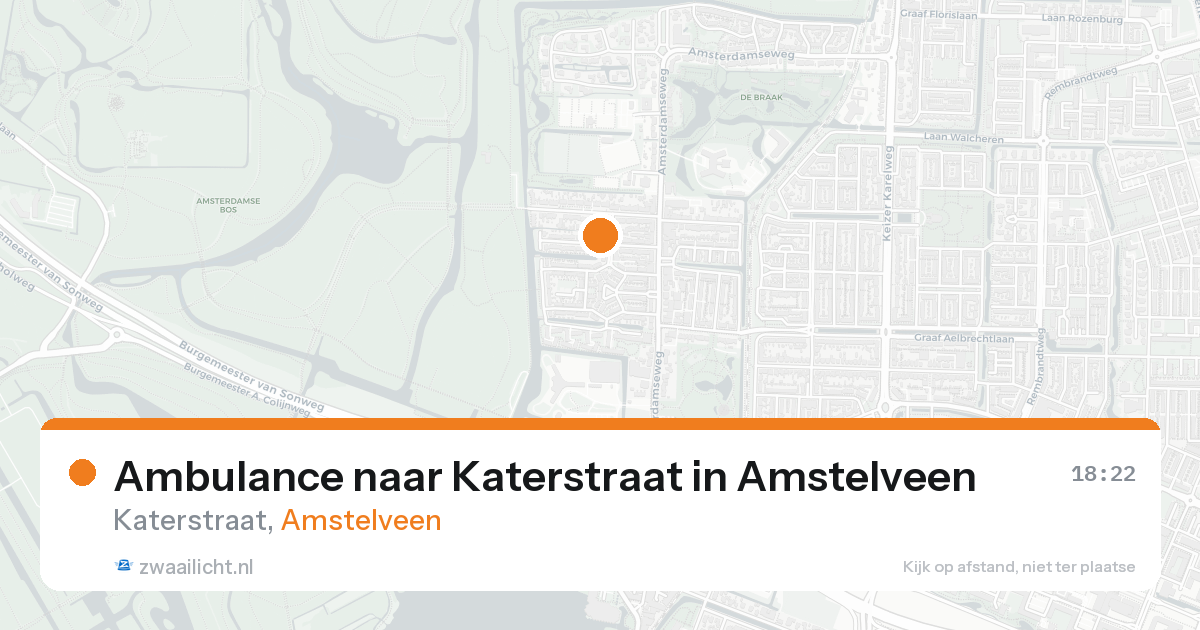 Ambulance naar Katerstraat in Amstelveen — 22 aug 2026