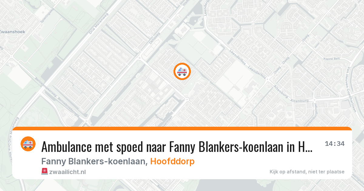 Ambulance met spoed naar Fanny Blankers-koenlaan in Hoofddorp — 12 mrt 2026