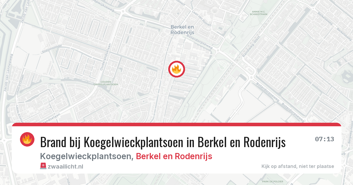 Brand bij Koegelwieckplantsoen in Berkel en Rodenrijs — 21 mei 2026