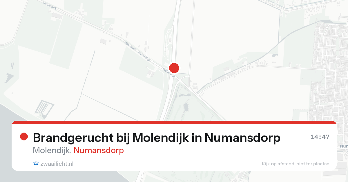 Brandgerucht bij Molendijk in Numansdorp — 16 aug 2026