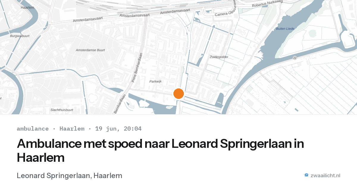 Ambulance met spoed naar Leonard Springerlaan in Haarlem — 19 jun 2026
