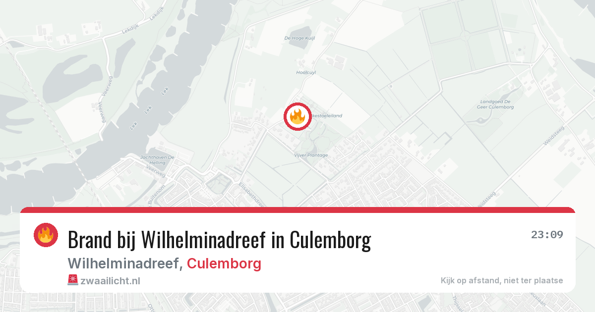 Brand bij Wilhelminadreef in Culemborg — 4 aug 2026