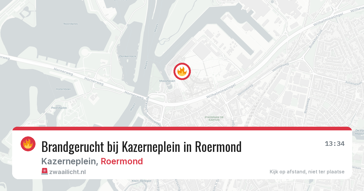 Brandgerucht bij Kazerneplein in Roermond — 10 jul 2026