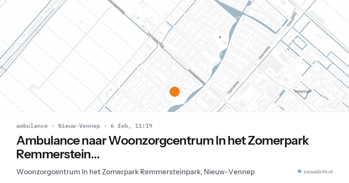 Ambulance naar Woonzorgcentrum In het Zomerpark Remmersteinpark in Nieuw-Vennep — 6 feb 2026