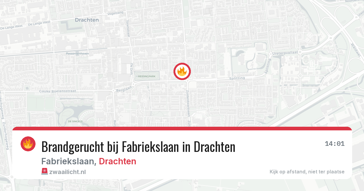 Brandgerucht bij Fabriekslaan in Drachten — 7 jun 2026