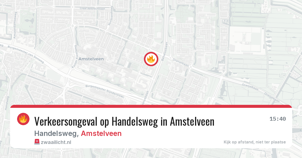 Verkeersongeval op Handelsweg in Amstelveen — 19 mrt 2026