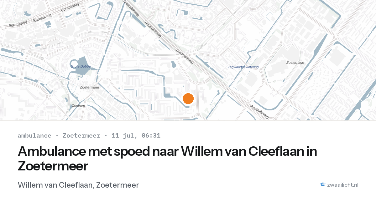 Ambulance met spoed naar Willem van Cleeflaan in Zoetermeer — 11 jul 2026
