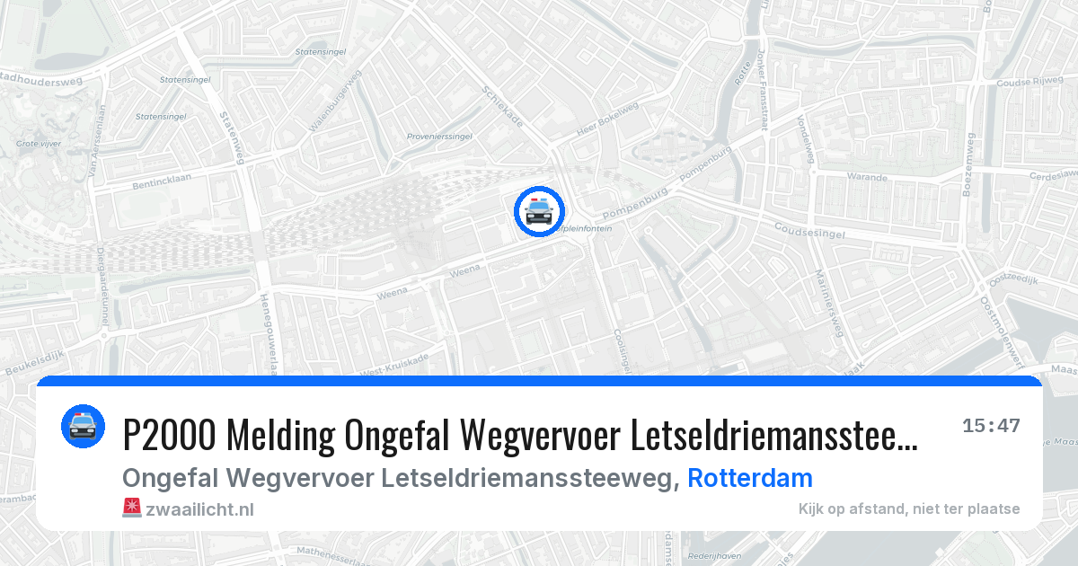 P2000 Melding Ongefal Wegvervoer Letseldriemanssteeweg, Rotterdam — 3 jul 2026
