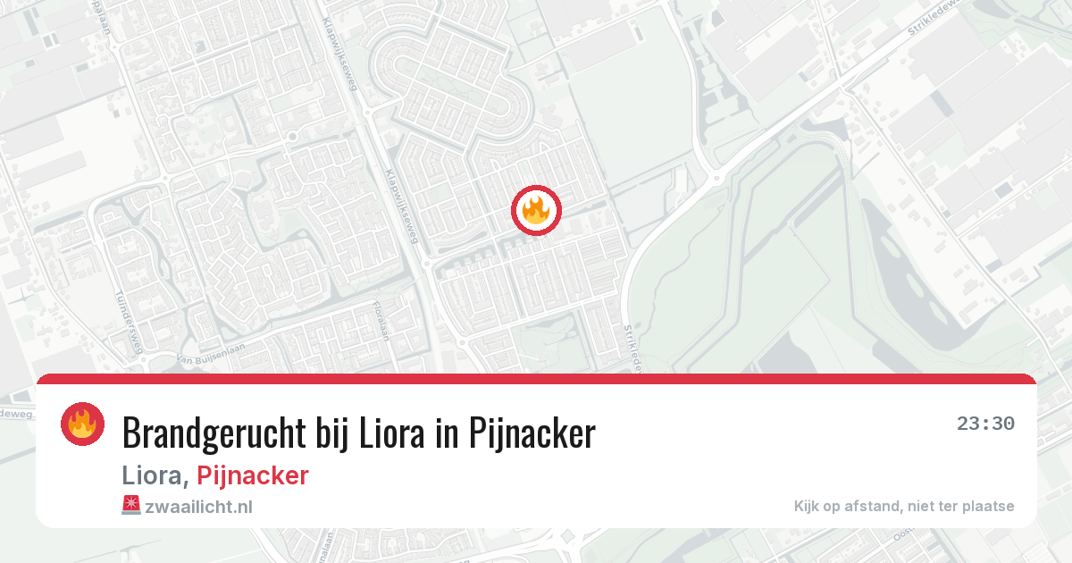 Brandgerucht bij Liora in Pijnacker — 1 jul 2026