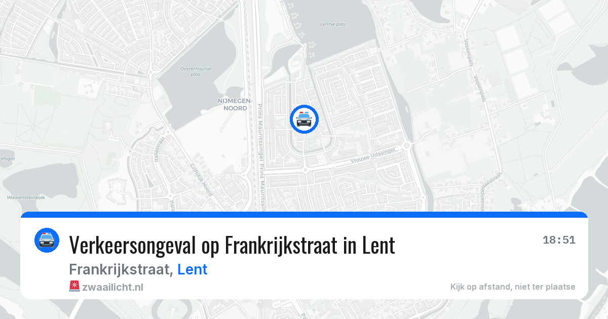 Verkeersongeval op Frankrijkstraat in Lent — 16 mei 2026