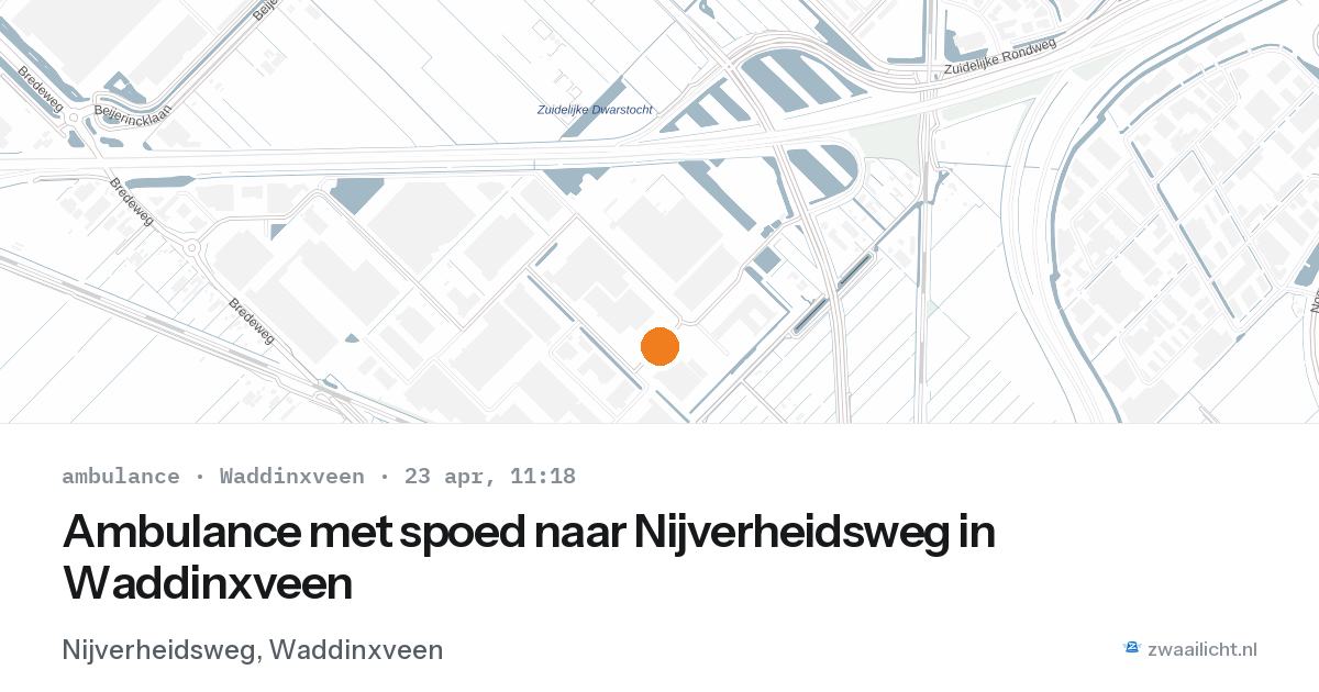 Ambulance met spoed naar Nijverheidsweg in Waddinxveen — 23 apr 2026