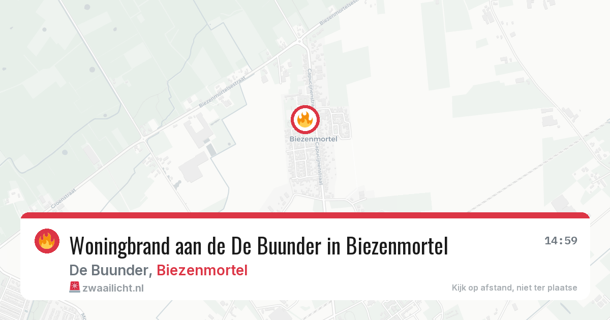 Woningbrand aan de De Buunder in Biezenmortel — 24 mrt 2026