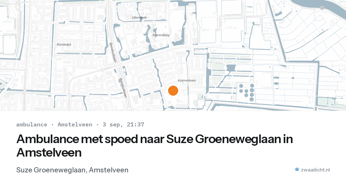 Ambulance met spoed naar Suze Groeneweglaan in Amstelveen — 3 sep 2026