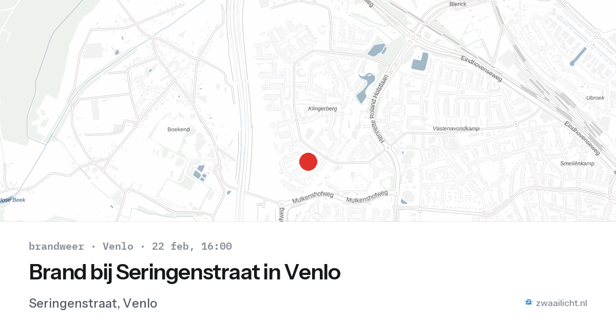Brand bij Seringenstraat in Venlo — 22 feb 2026