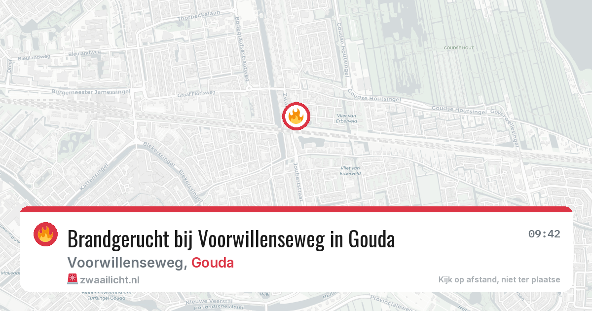 Brandgerucht bij Voorwillenseweg in Gouda — 22 jun 2026