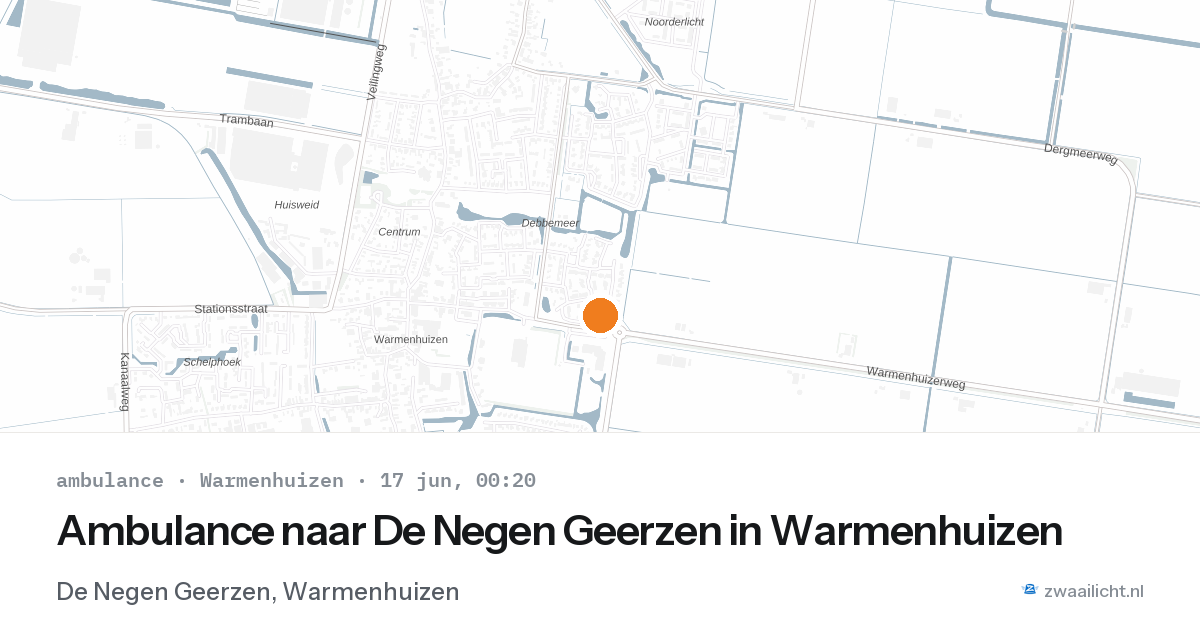 Ambulance naar De Negen Geerzen in Warmenhuizen — 16 jun 2026