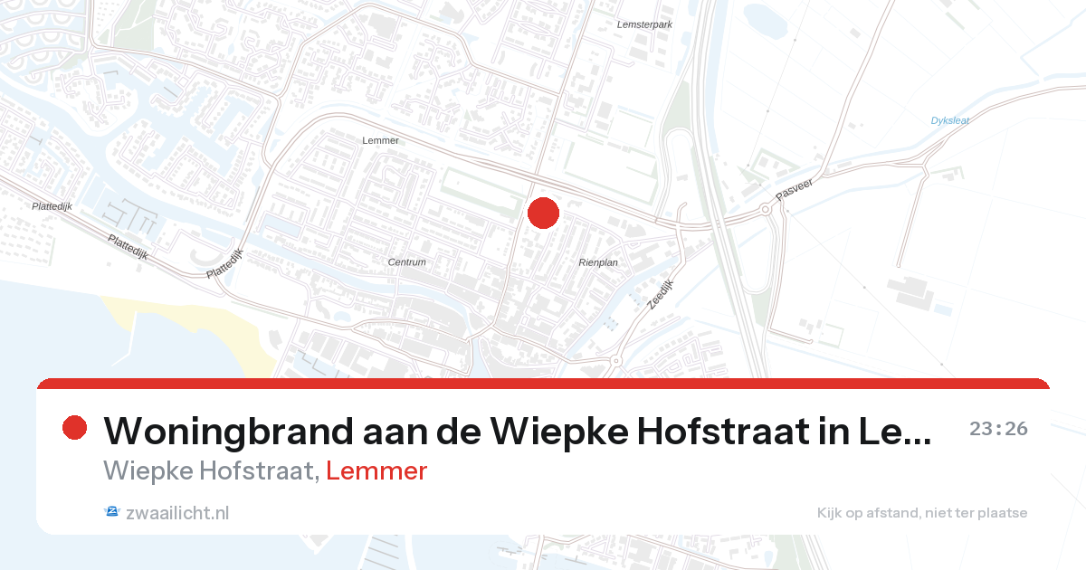 Woningbrand aan de Wiepke Hofstraat in Lemmer — 23 aug 2026