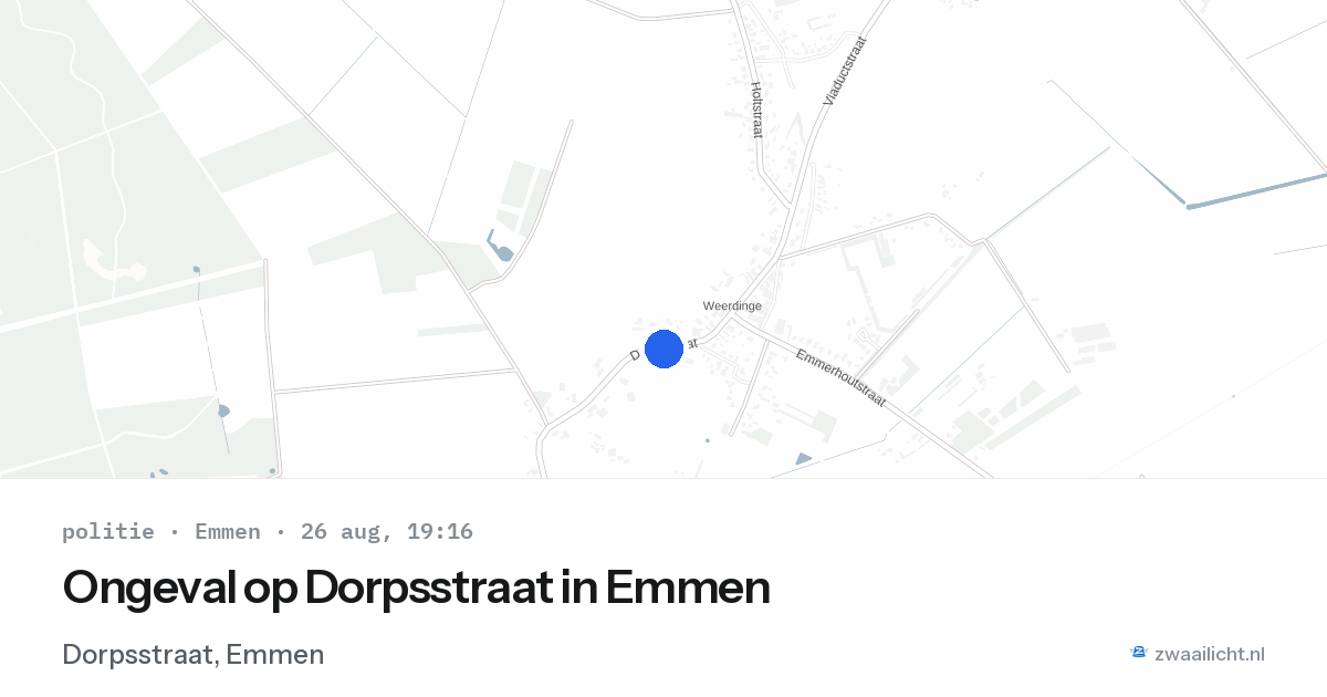 Ongeval op Dorpsstraat in Emmen — 26 aug 2026
