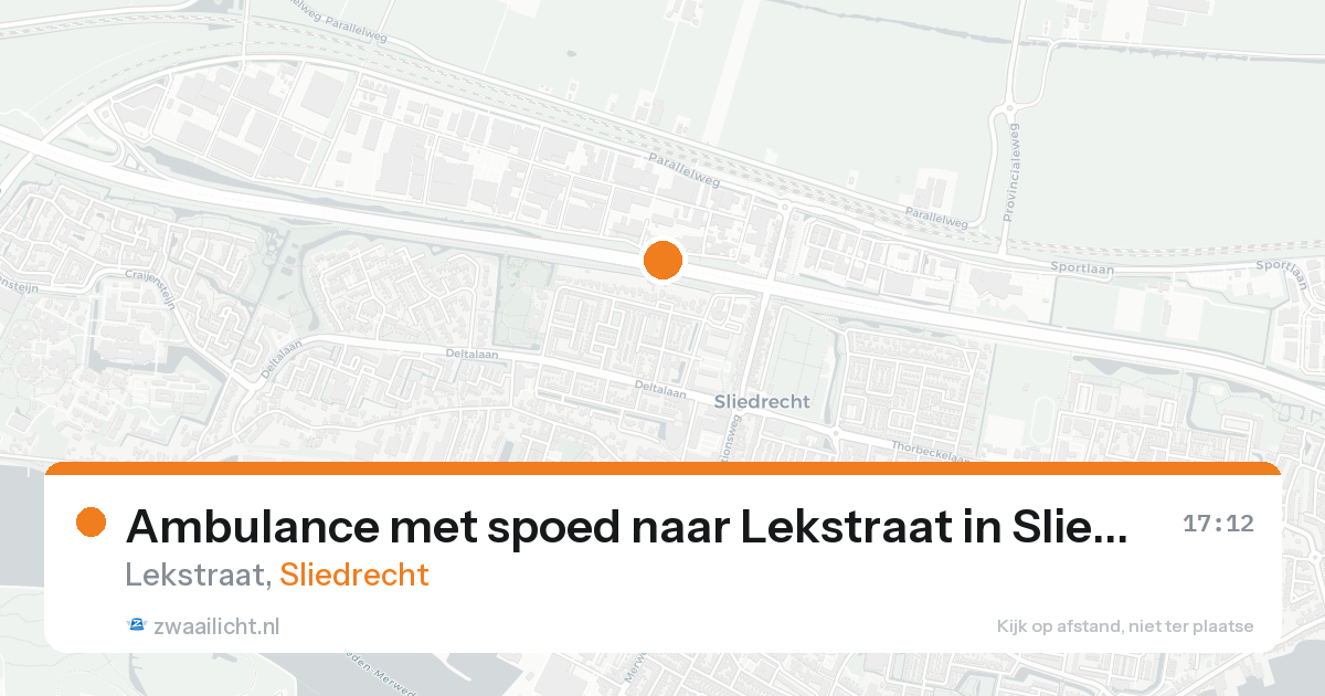 Ambulance met spoed naar Lekstraat in Sliedrecht — 16 aug 2026