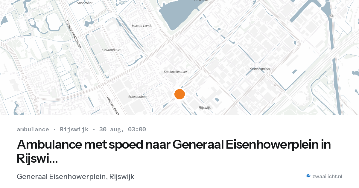Ambulance met spoed naar Generaal Eisenhowerplein in Rijswijk — 30 aug 2026