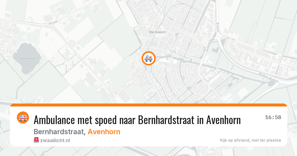 Ambulance met spoed naar Bernhardstraat in Avenhorn — 16 mei 2026