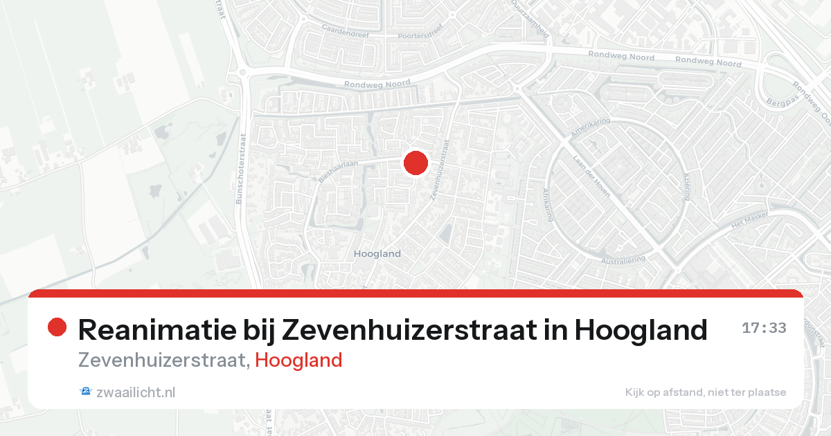 Reanimatie bij Zevenhuizerstraat in Hoogland — 16 aug 2026