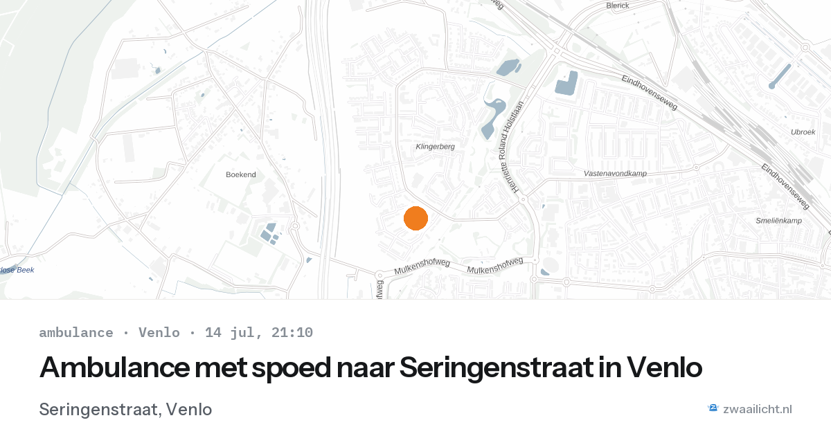 Ambulance met spoed naar Seringenstraat in Venlo — 14 jul 2026