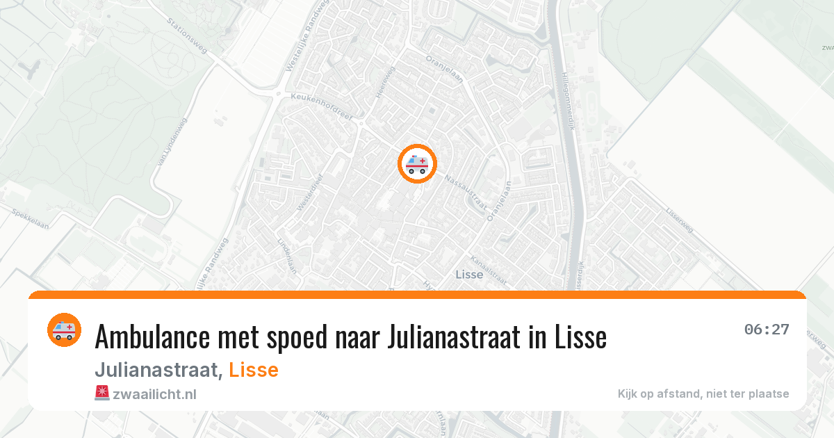 Ambulance met spoed naar Julianastraat in Lisse — 1 aug 2026
