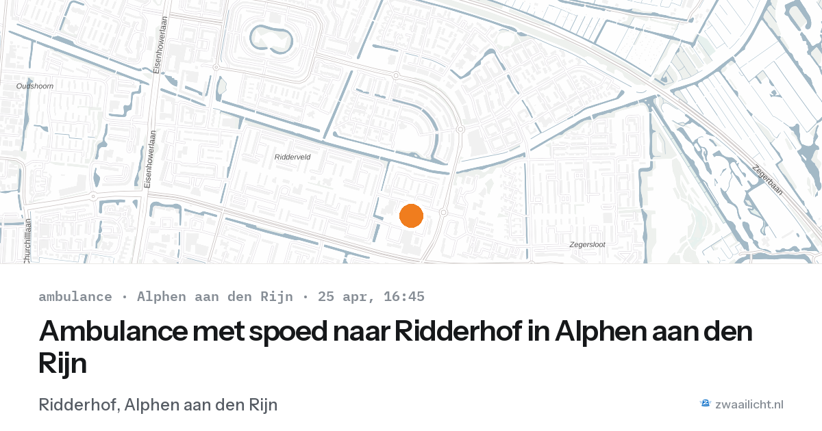 Ambulance met spoed naar Ridderhof in Alphen aan den Rijn — 25 apr 2026