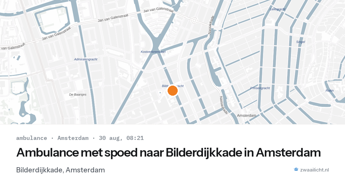 Ambulance met spoed naar Bilderdijkkade in Amsterdam — 30 aug 2026