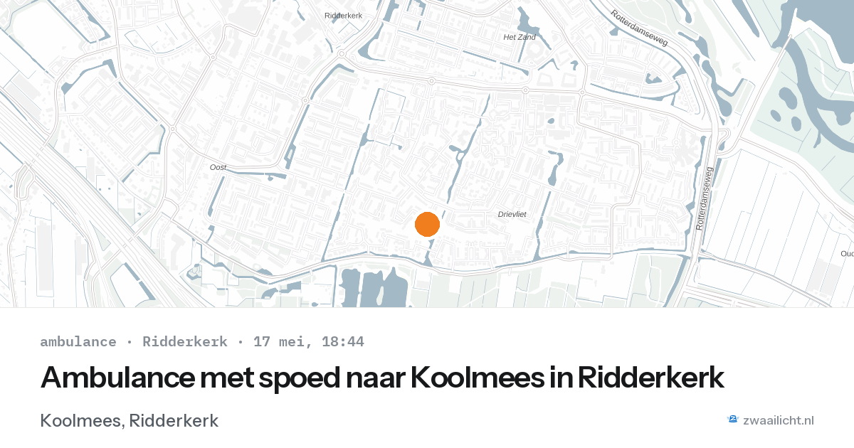 Ambulance met spoed naar Koolmees in Ridderkerk — 17 mei 2026