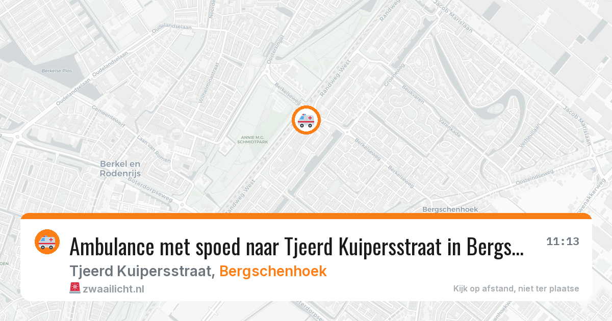 Ambulance met spoed naar Tjeerd Kuipersstraat in Bergschenhoek — 9 mei 2026