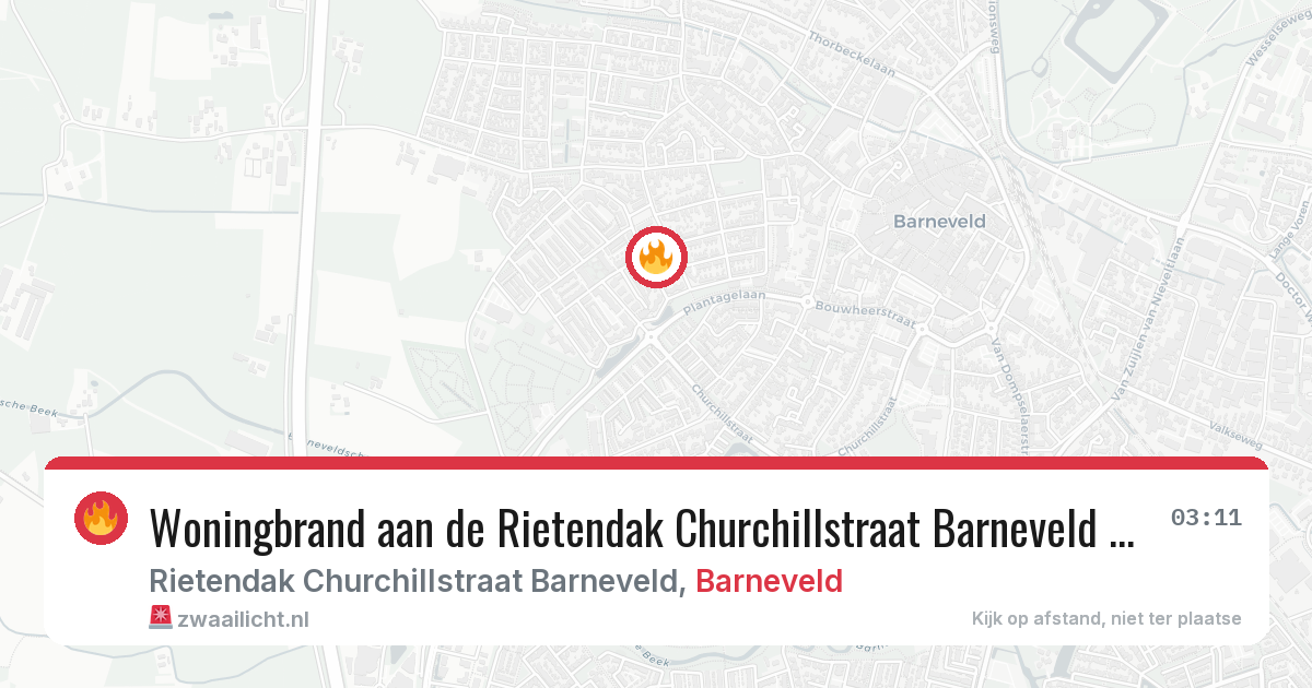 Woningbrand aan de Rietendak Churchillstraat Barneveld in Barneveld — 19 mrt 2026