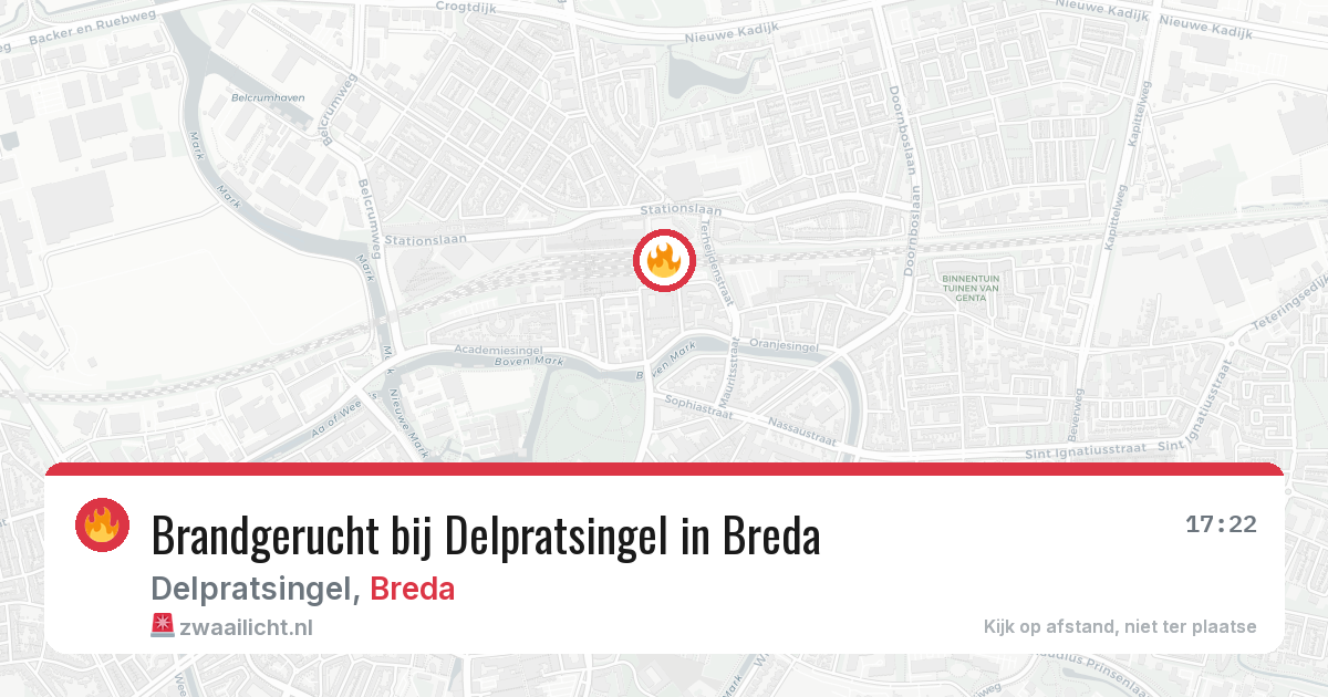 Brandgerucht bij Delpratsingel in Breda — 10 jun 2026