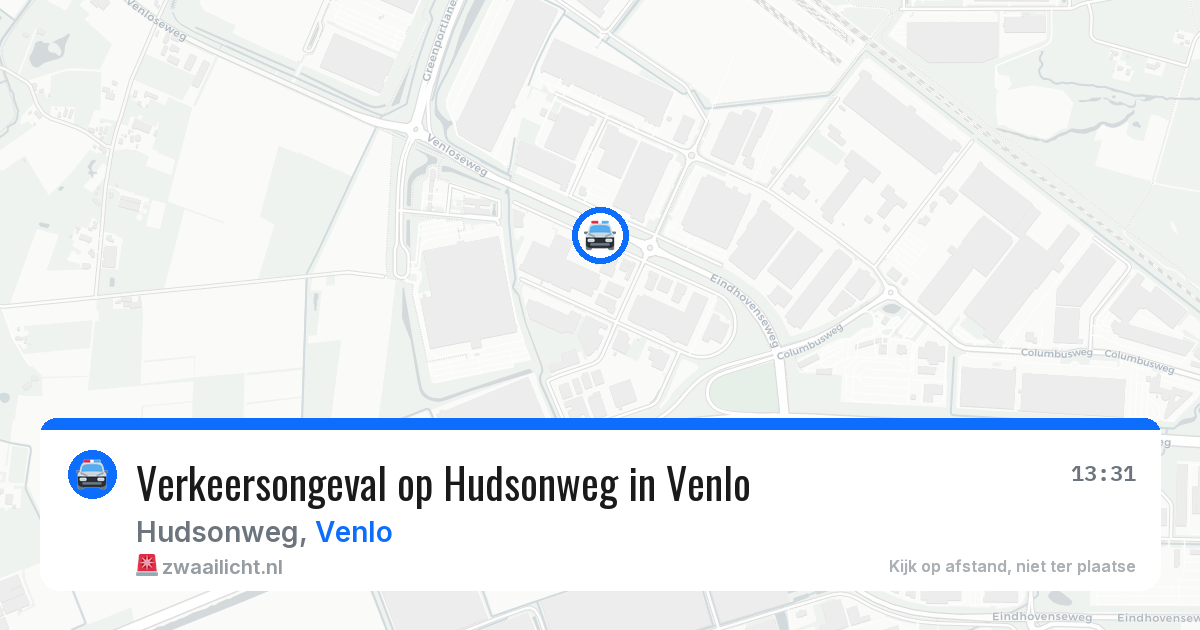 Verkeersongeval op Hudsonweg in Venlo — 19 mrt 2026