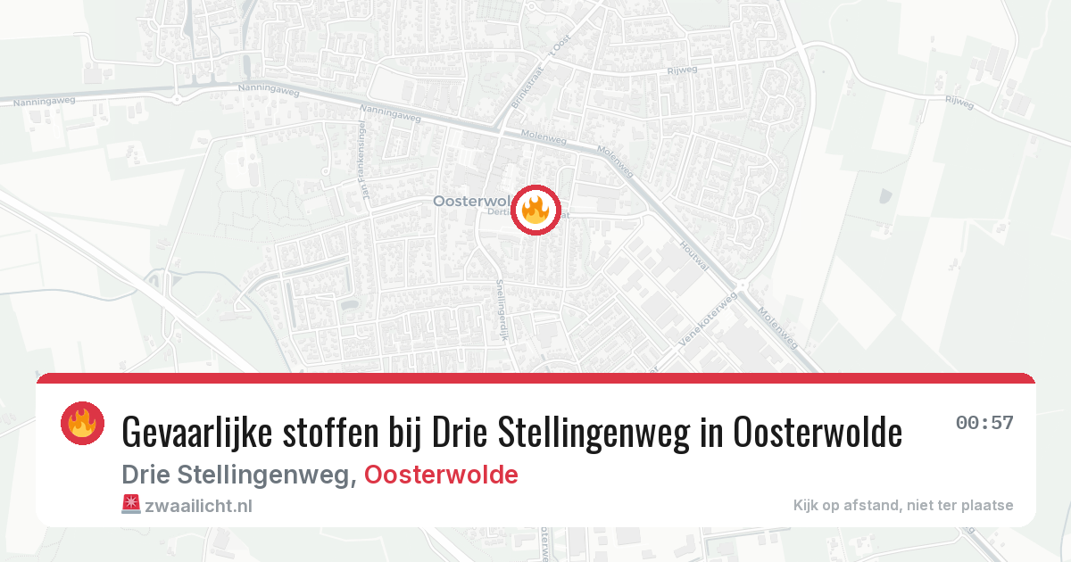 Gevaarlijke stoffen bij Drie Stellingenweg in Oosterwolde — 10 jun 2026