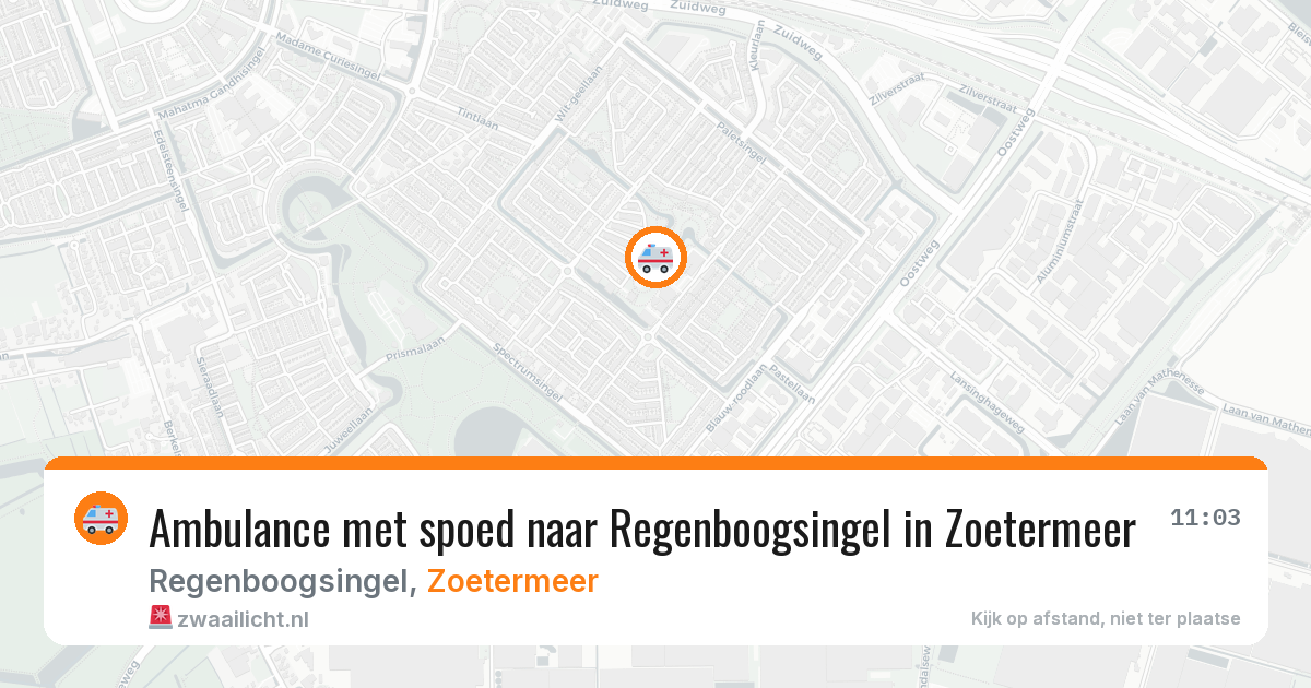 Ambulance met spoed naar Regenboogsingel in Zoetermeer — 16 jun 2026