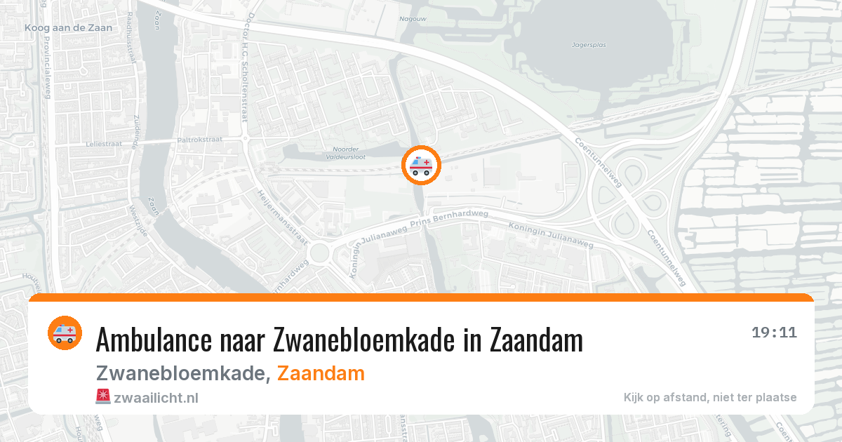 Ambulance naar Zwanebloemkade in Zaandam — 9 aug 2026